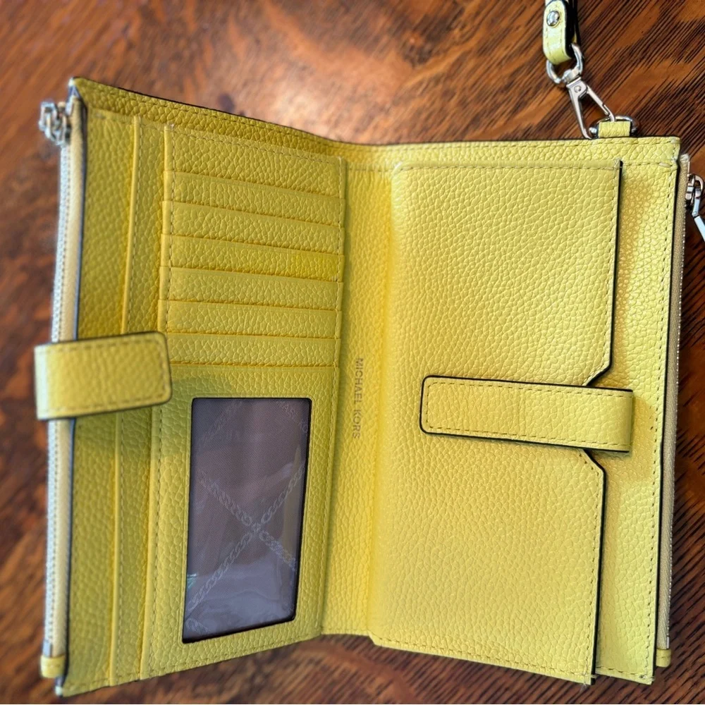 Michael Kors Yellow Pebbled Leather Wristlet Clutch